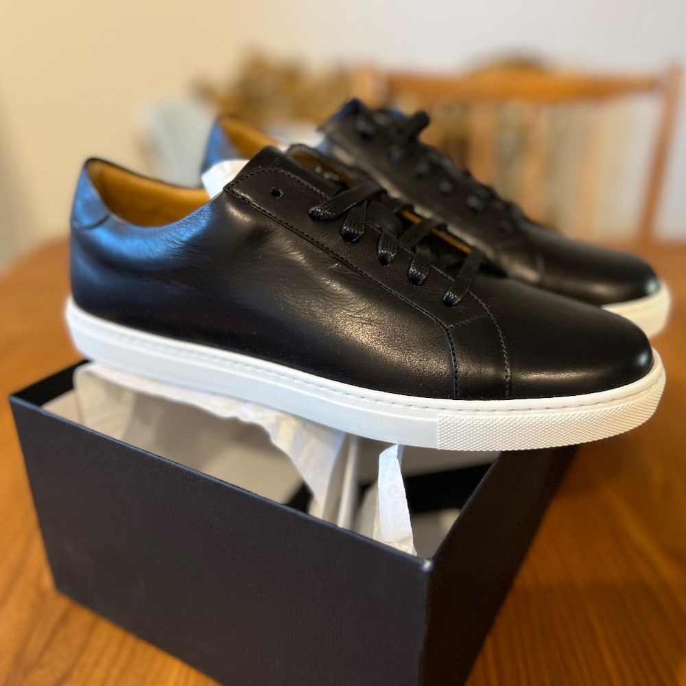 Ace Marks Travel Sneaker Handcrafted Italian Leather Black Size 8.5